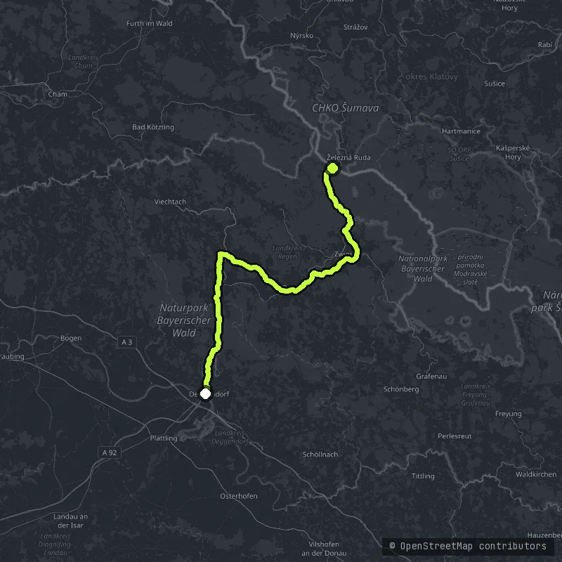 Arber - Bayerisch Eisenstein Border map