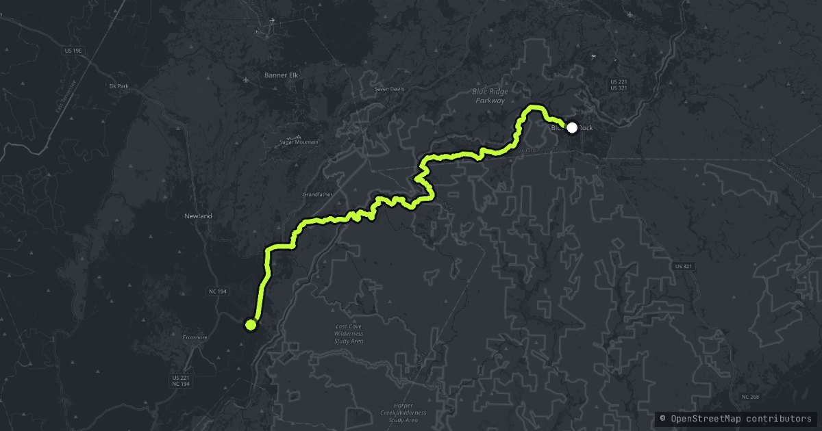 Blowing Rock to Linville map