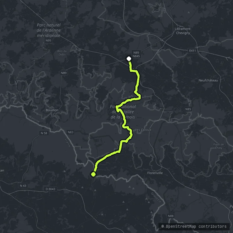 Bouillion to Florenville map