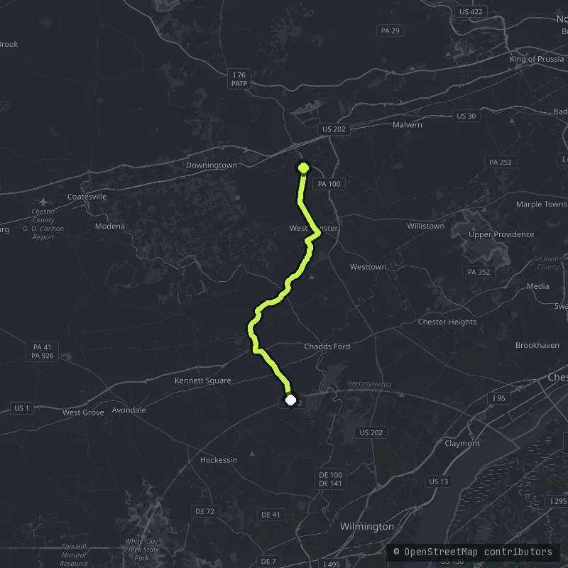 Brandywine Valley Scenic Byway map