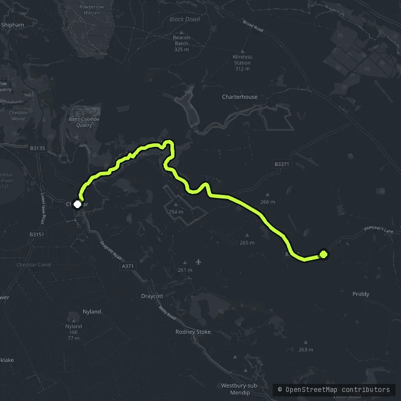 Cheddar Gorge map