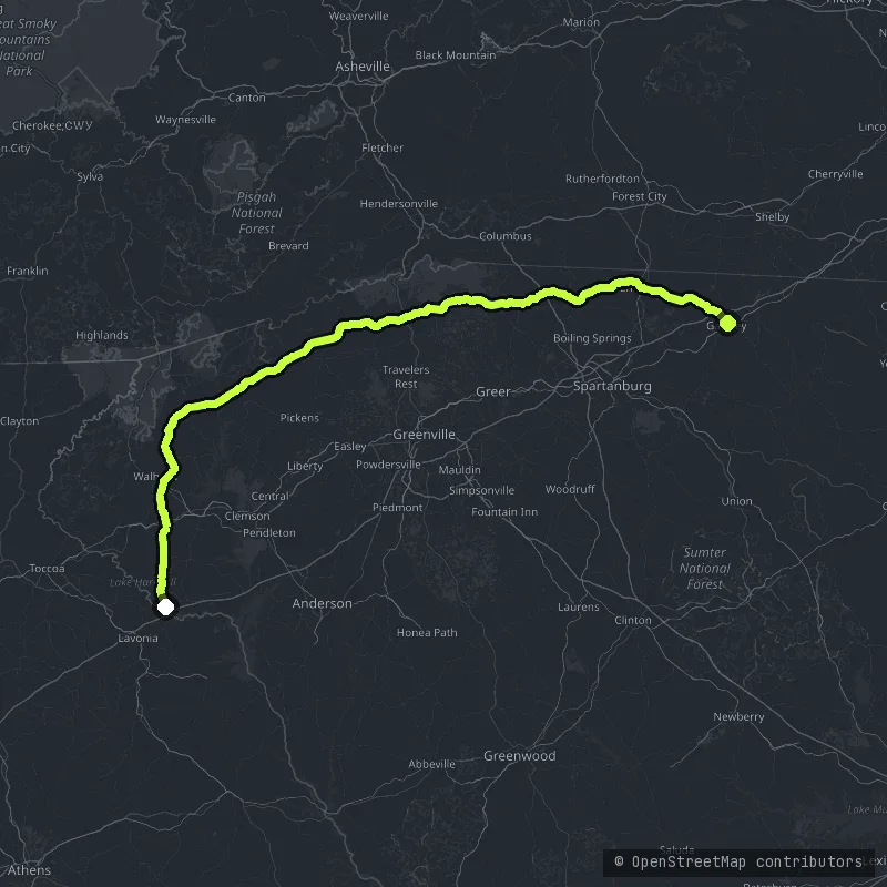Cherokee Foothills Scenic Highway map
