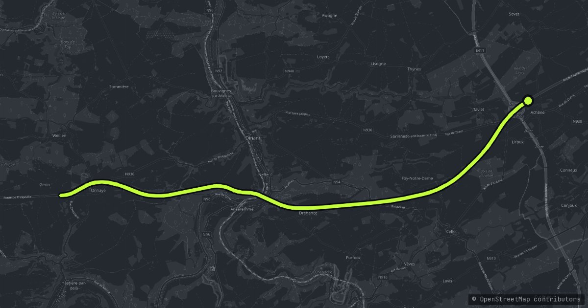 Dinant to Philippeville map