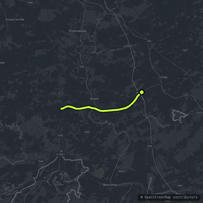 Dinant to Philippeville map