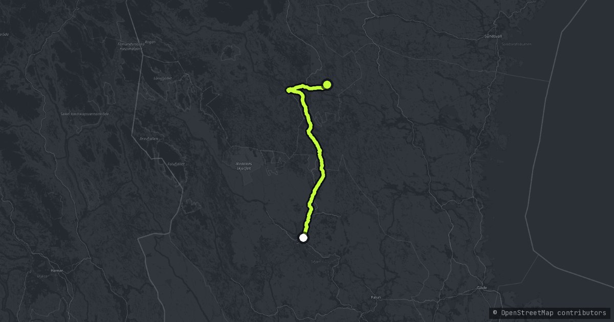 Inlandsvägen - through Dalarna map