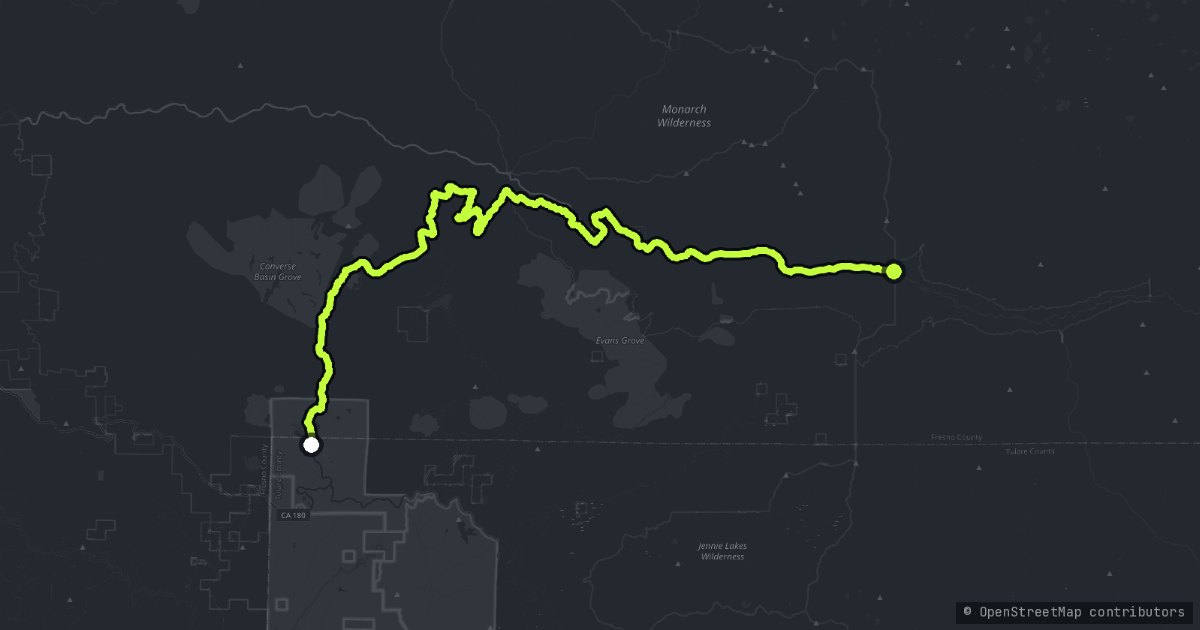 King's Canyon Scenic Byway map
