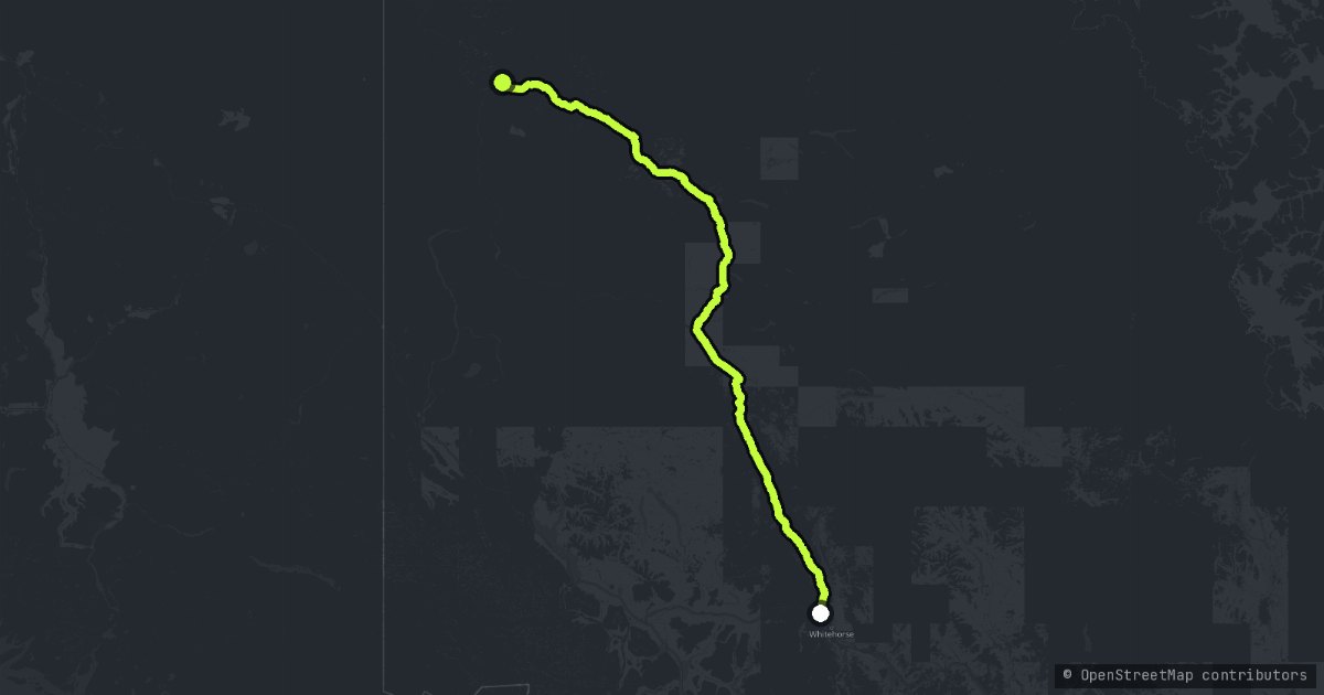 Klondike to Dawson map