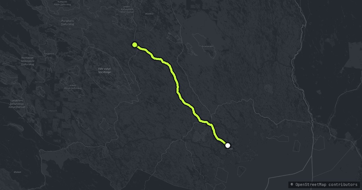 Luleå to Jokkmokk map
