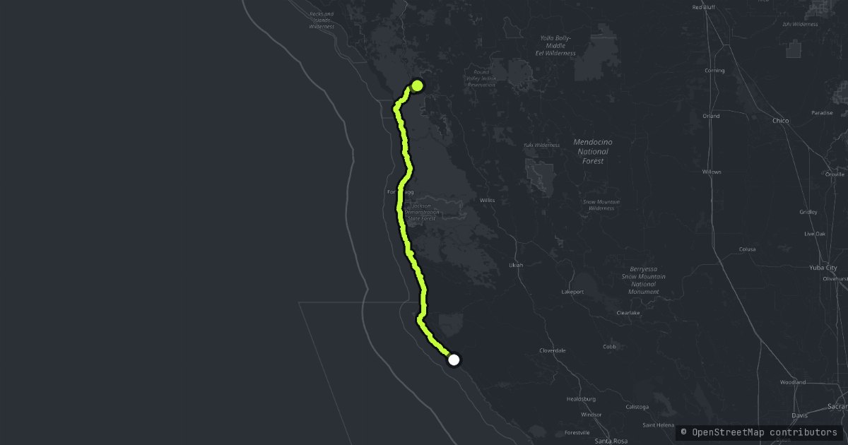 Mendocino Coast - The Leggett Climb map
