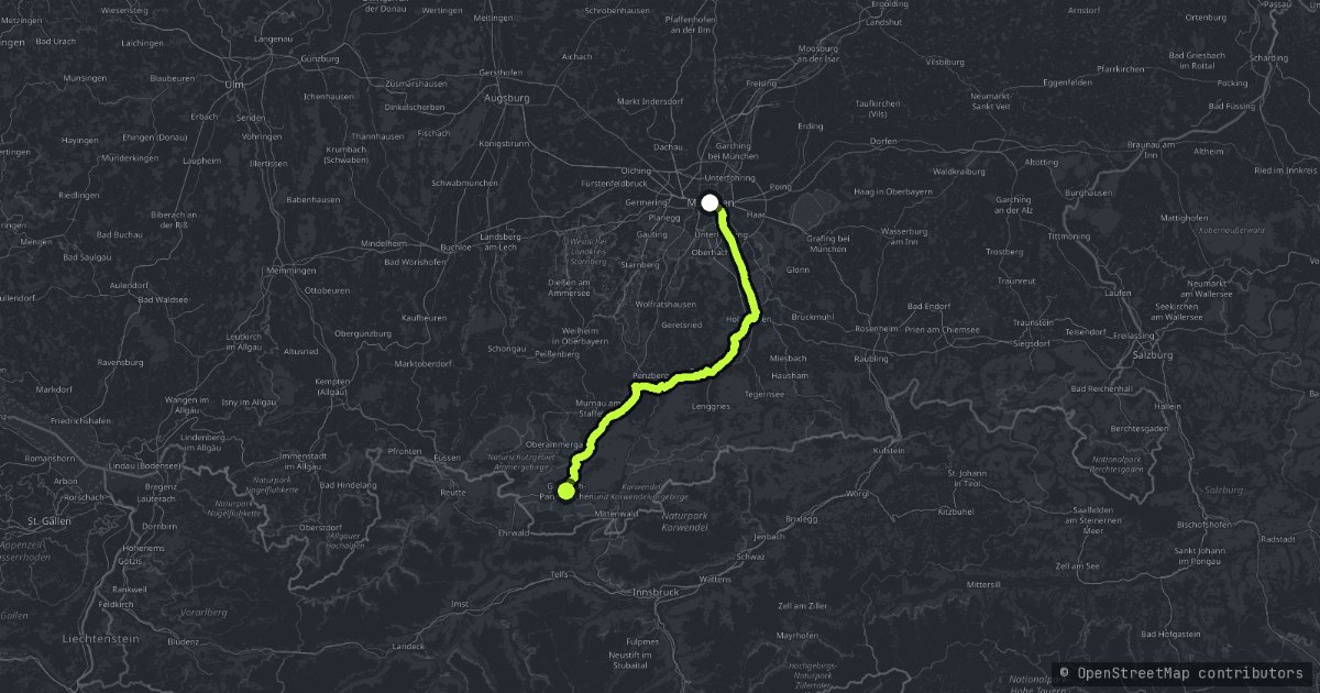 Z Monachium do Garmisch przez Bad Tölz – mapa
