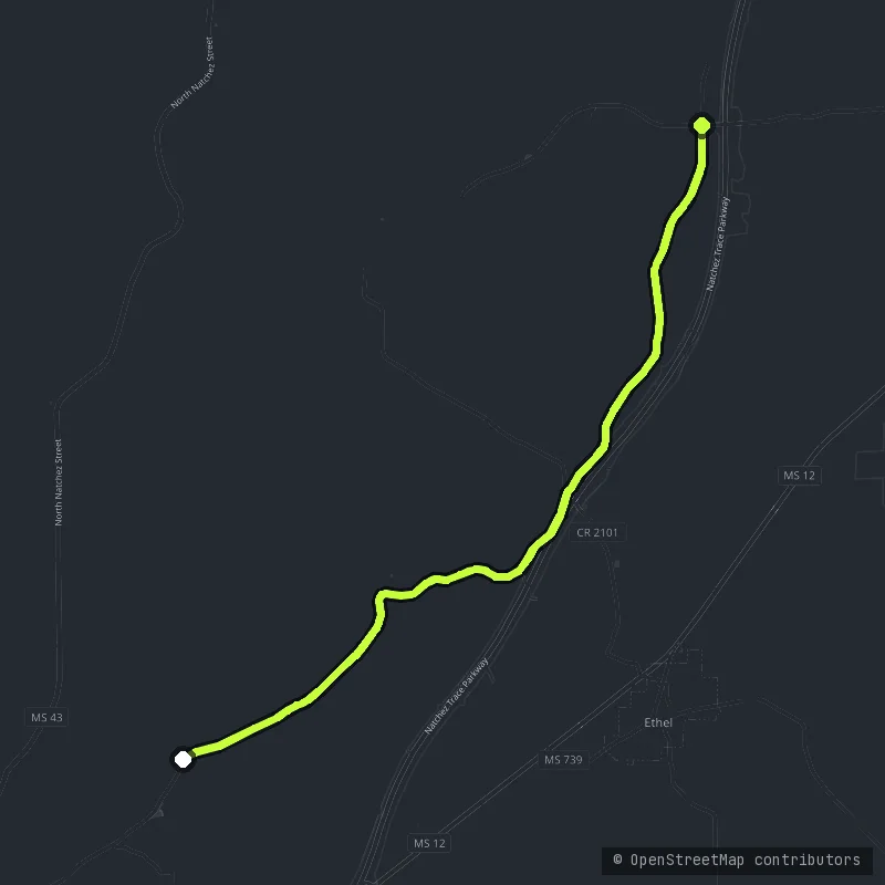 Old Trace Rocky Springs map