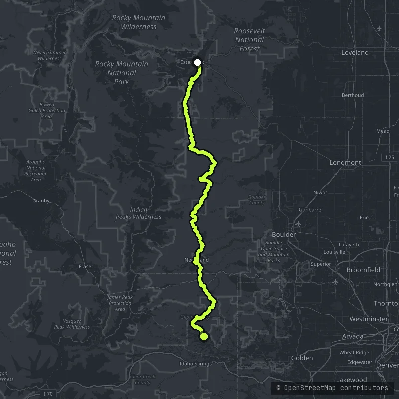 Peak to Peak Highway map