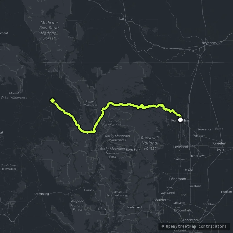 Poudre Canyon and Cameron Pass map