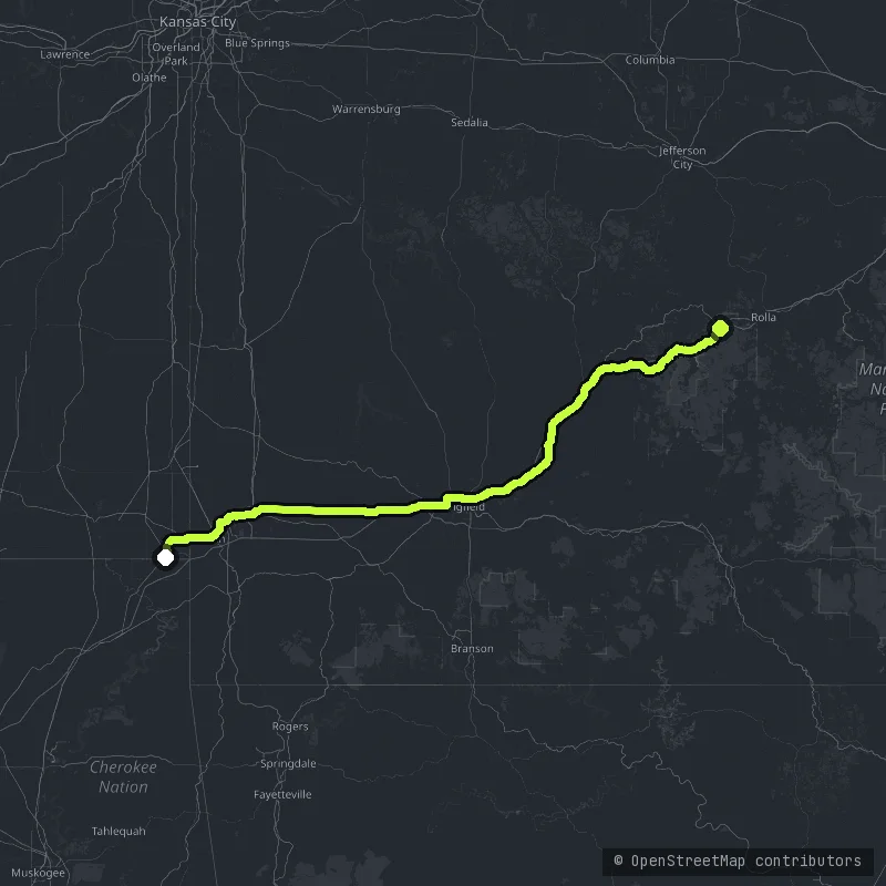 Route 66 - The Missouri Leg map