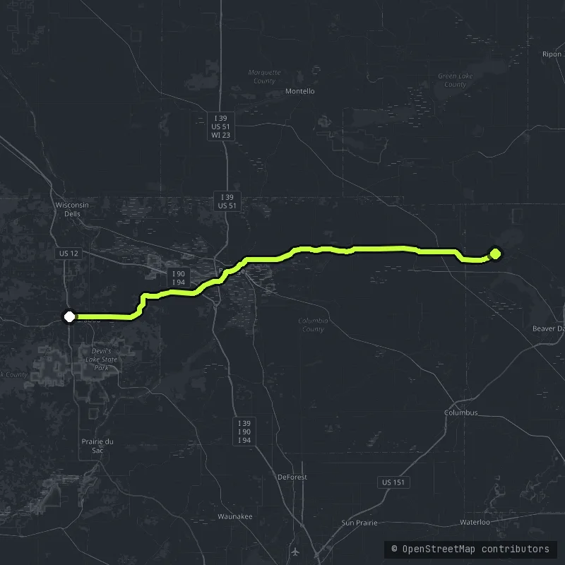 Rustic Road 60 & The Baraboo Hills map