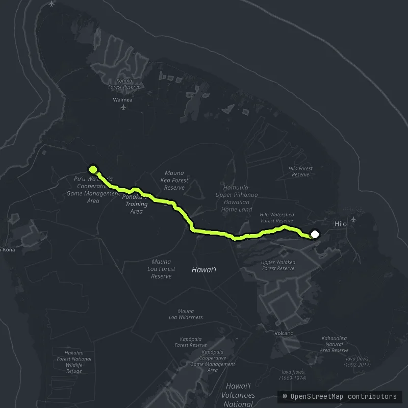 Saddle Road - Daniel K Inouye Highway map