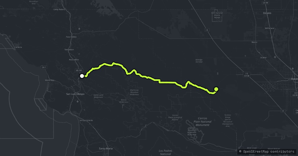 Santa Margarita to Mckittrick map