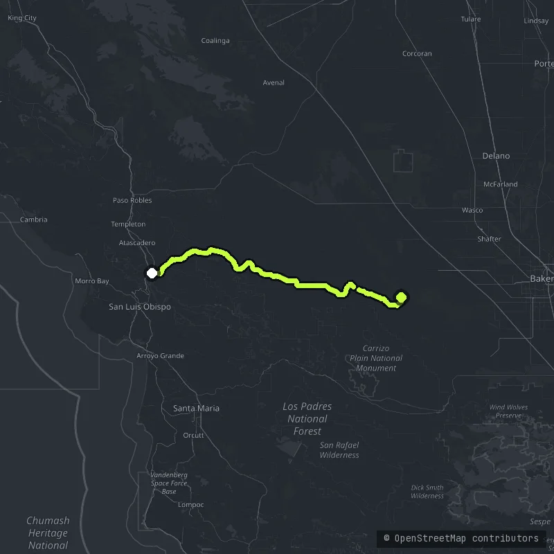Santa Margarita to Mckittrick map