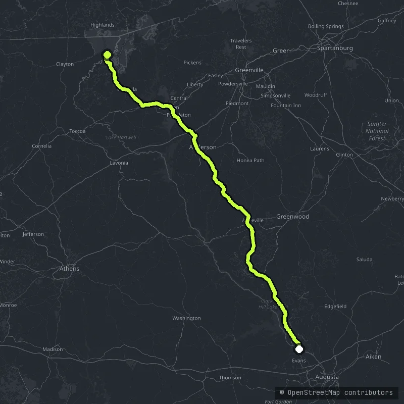 Savannah River Scenic Byway map