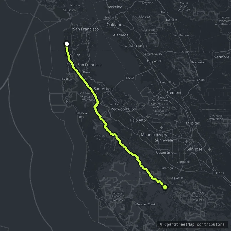 Skyline Boulevard map