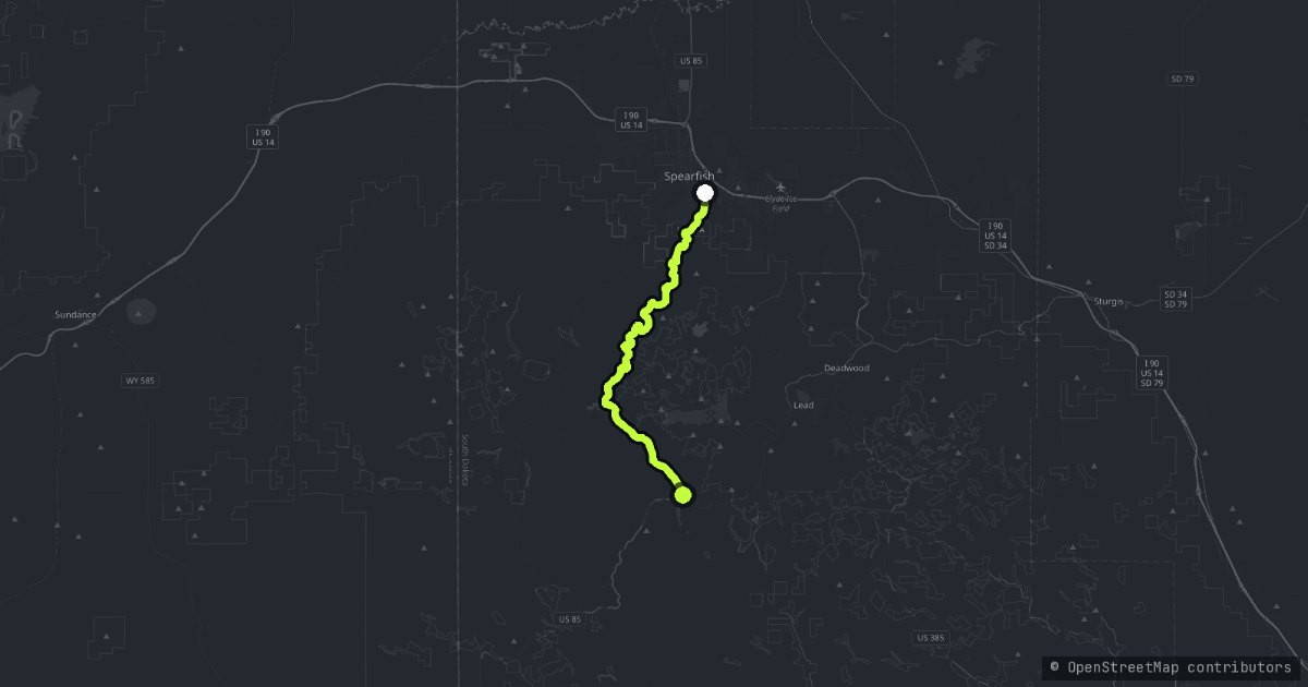 Spearfish Canyon Scenic Byway map