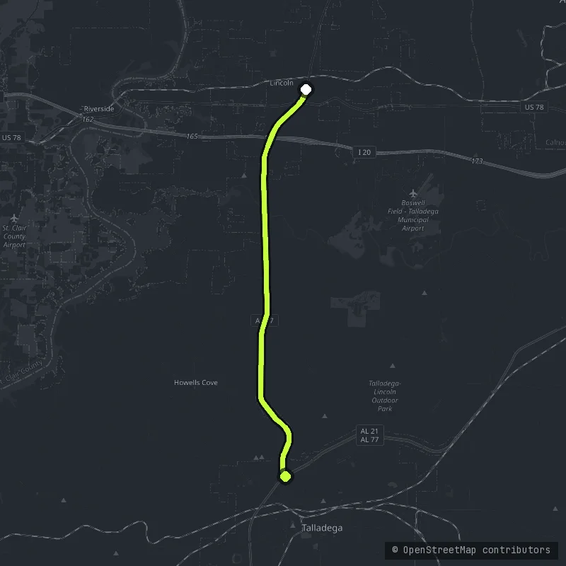 Talladega SuperSpeedway Approach map
