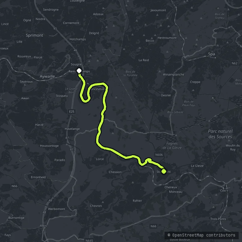 The Ambleve Gorge at Remouchamps map