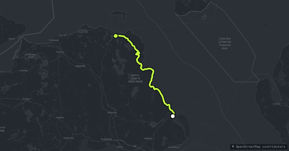 The Antrim Coast Road map