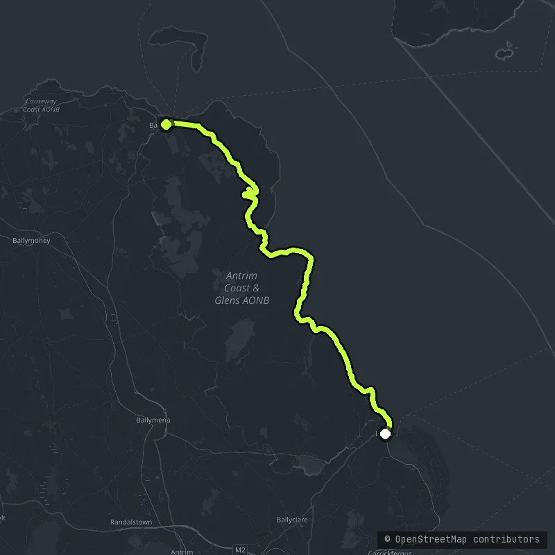 The Antrim Coast Road map