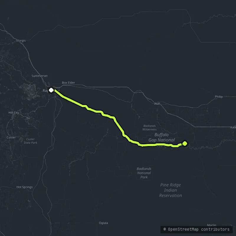 The Badlands Back Way map