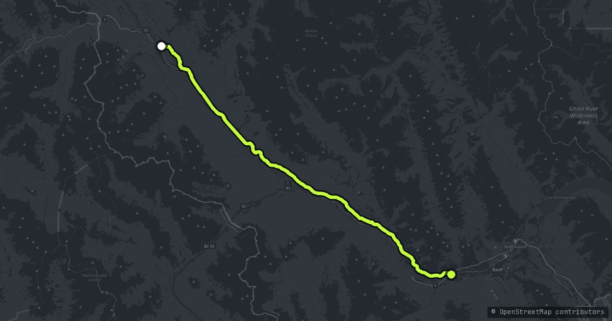 The Bow Valley Parkway map
