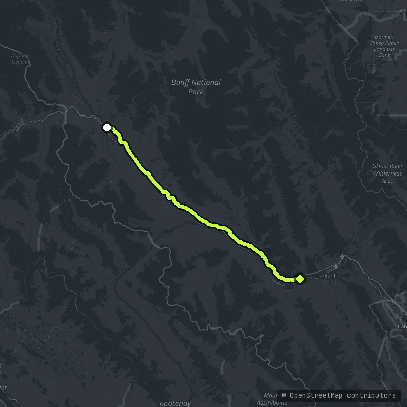 The Bow Valley Parkway map