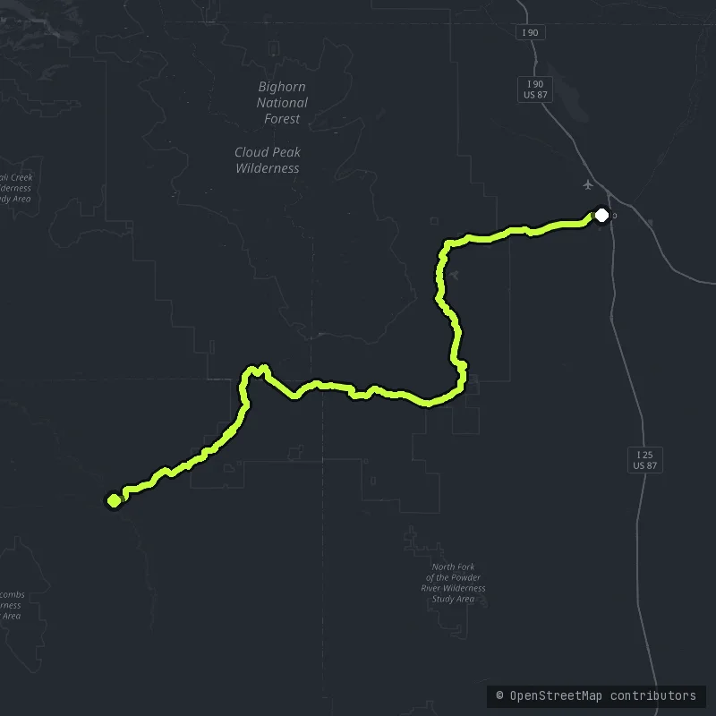The Cloud Peak Skyway map