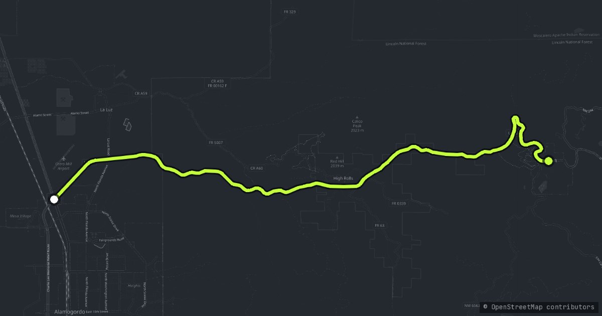 The Cloudcroft Highway map