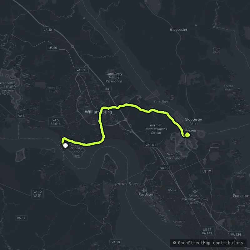 The Colonial Parkway map