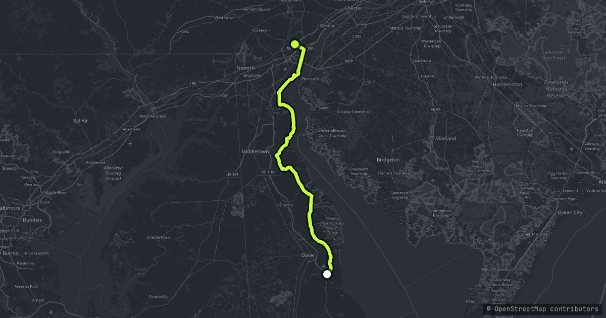 The Delaware Bayshore Byway map