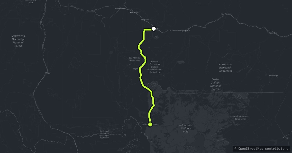 The Gallatin Canyon map