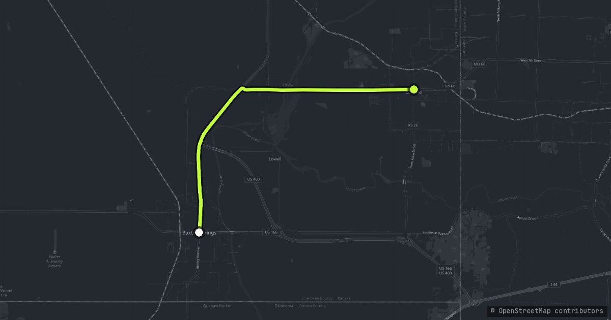 The Historic Route 66 - The Kansas Leg map