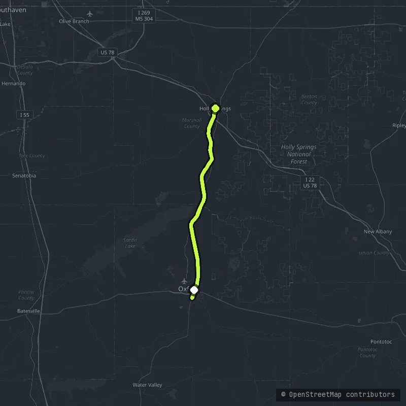 The Holly Springs Forest map