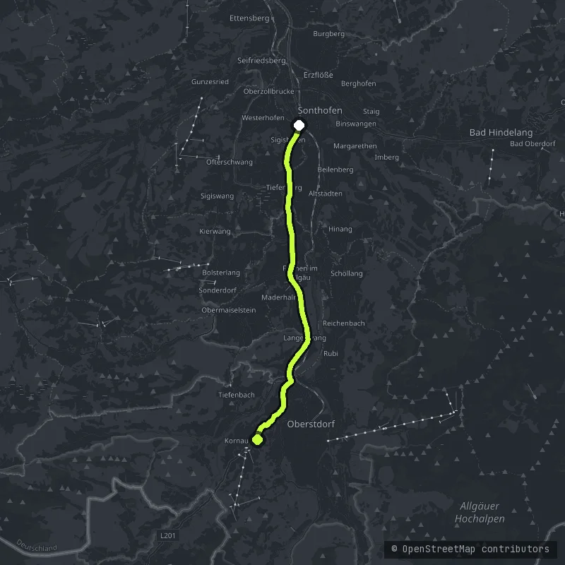The Iller Valley to Oberstdorf map