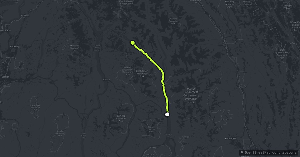 The Kootenay Lake Road map