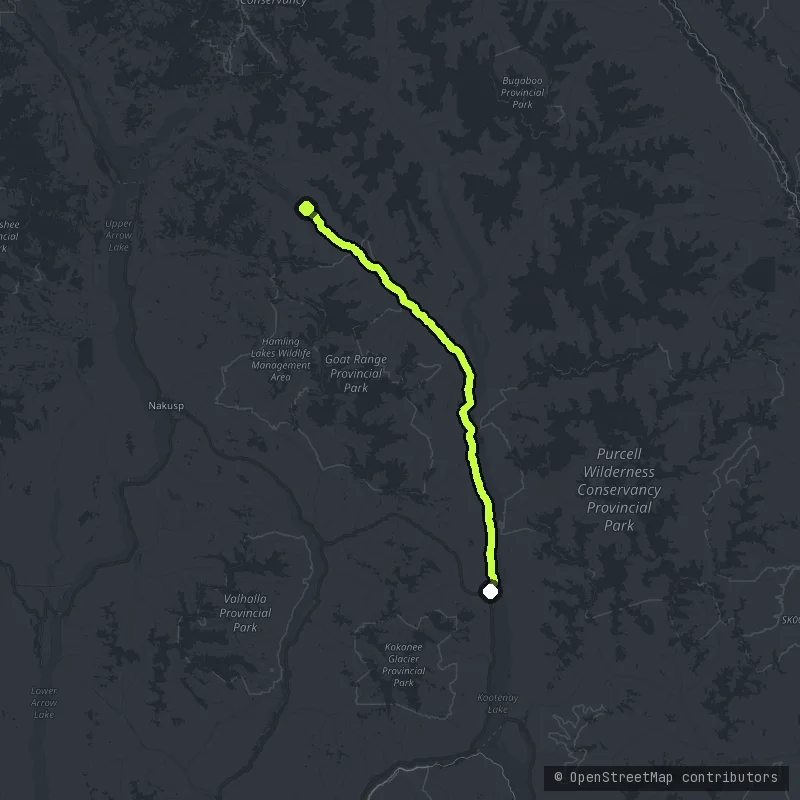 The Kootenay Lake Road map