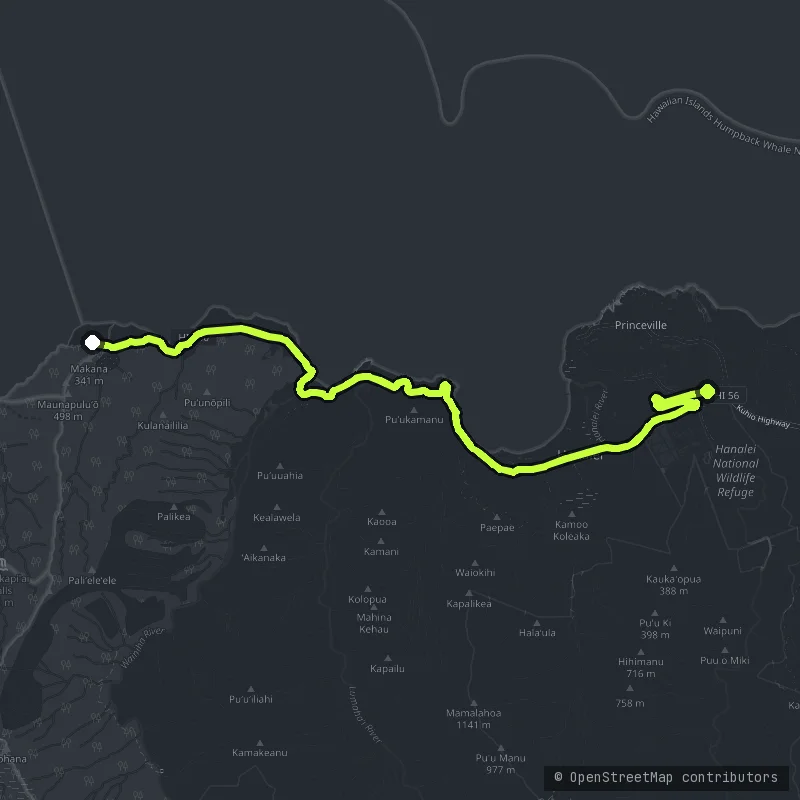 The Kuhio Highway map