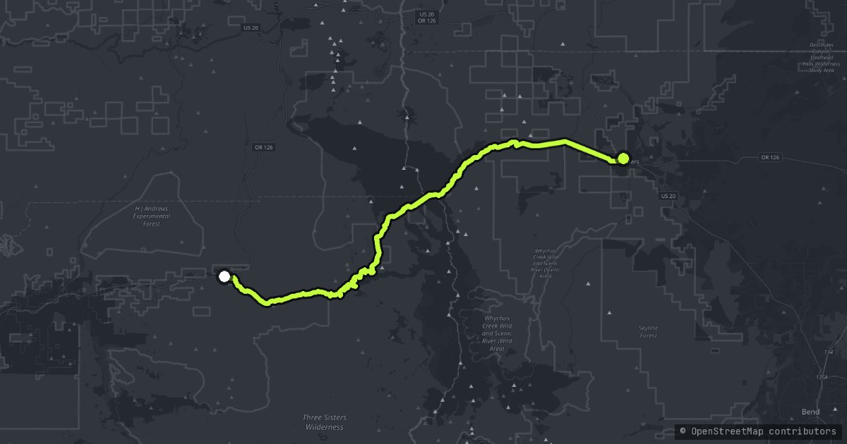 The Mckenzie Pass Highway map