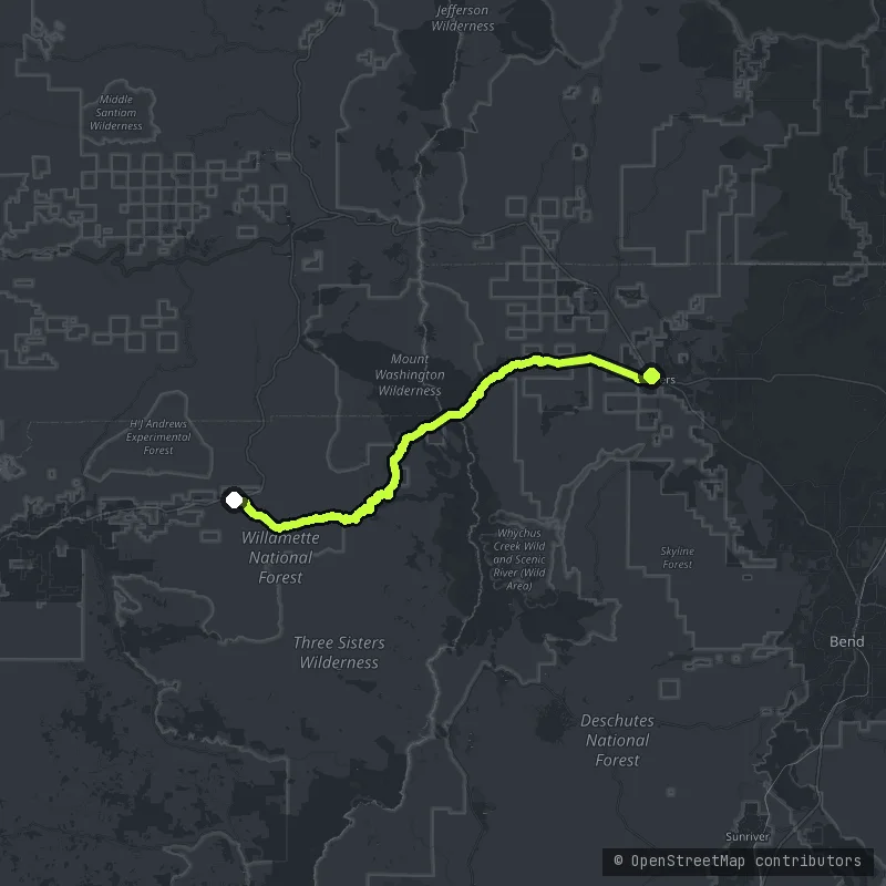 The Mckenzie Pass Highway map
