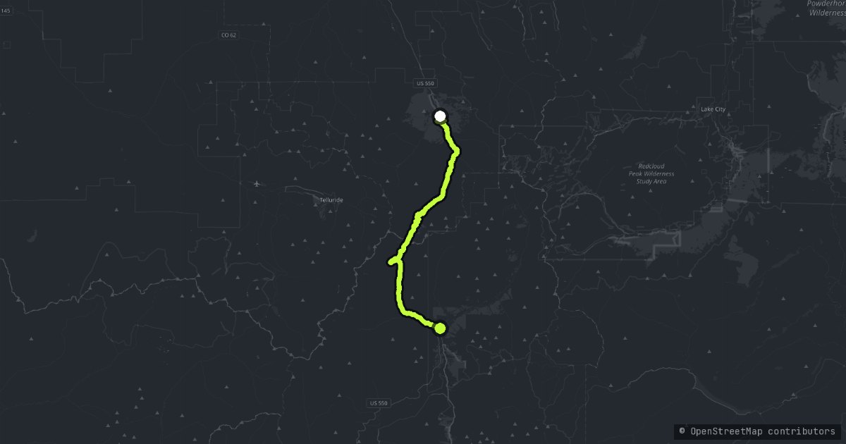The Million Dollar Highway map