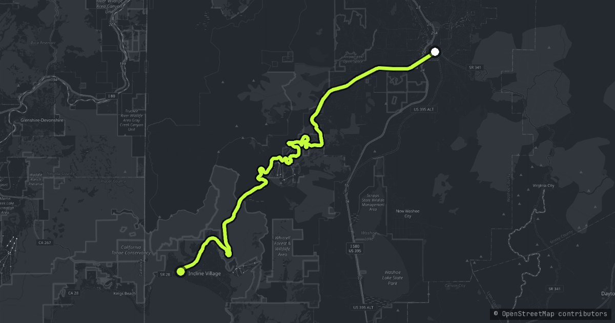 The Mount Rose Highway map