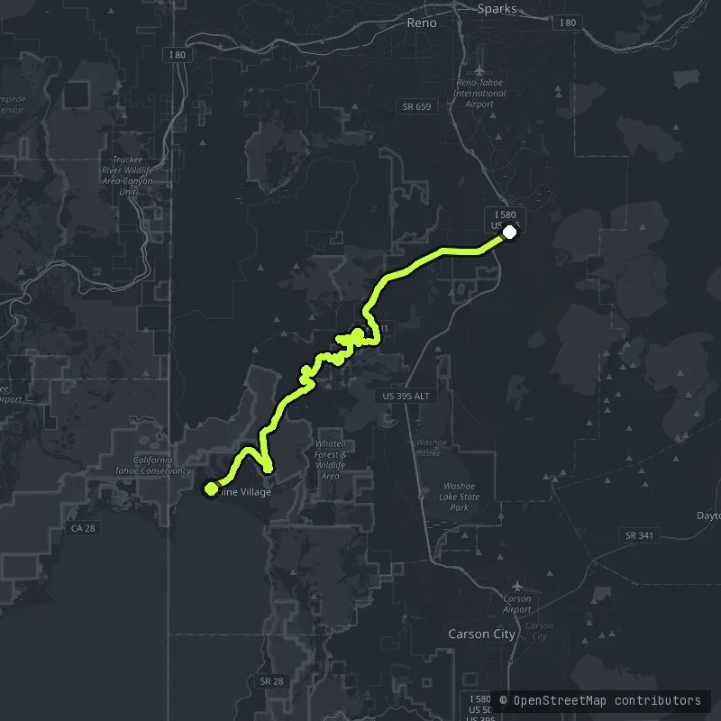 The Mount Rose Highway map