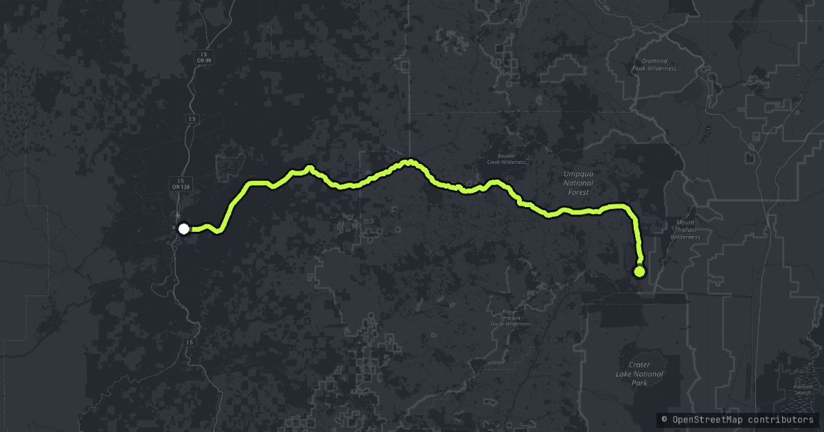 The North Umpqua Highway map