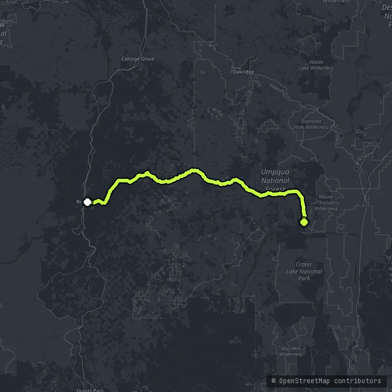 The North Umpqua Highway map